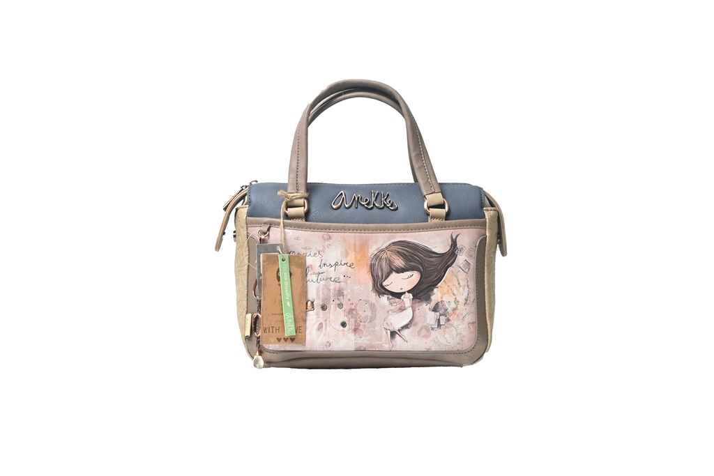 borsa due manici beige 