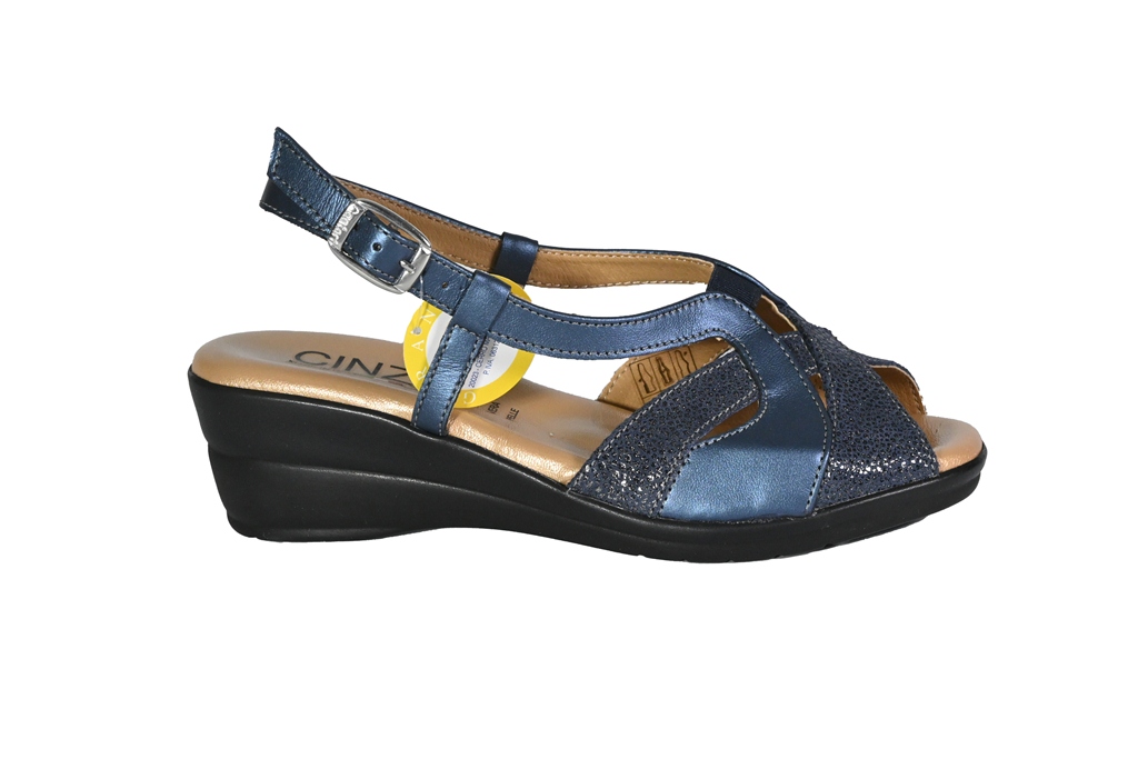 sandalo con zeppa 50 blu