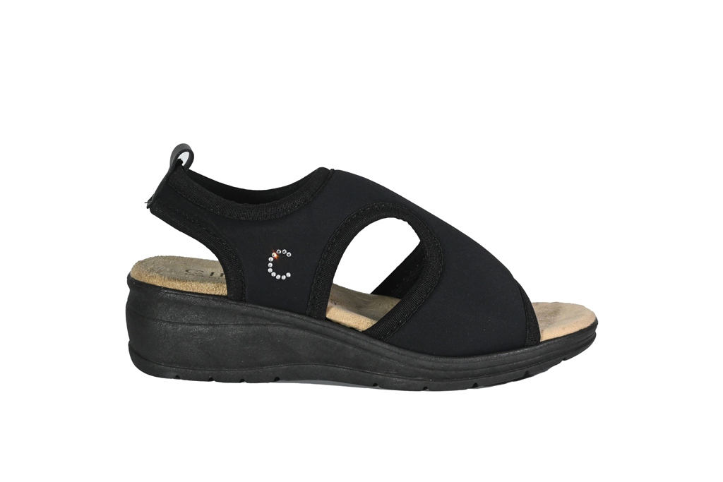 sandalo con zeppa 50 nero elasticizzato