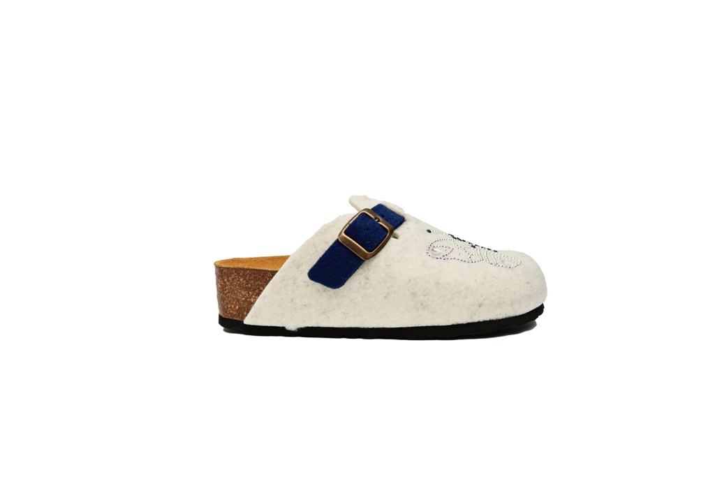 PANTOFOLE DONNA INVERNALE PANNA/BLU