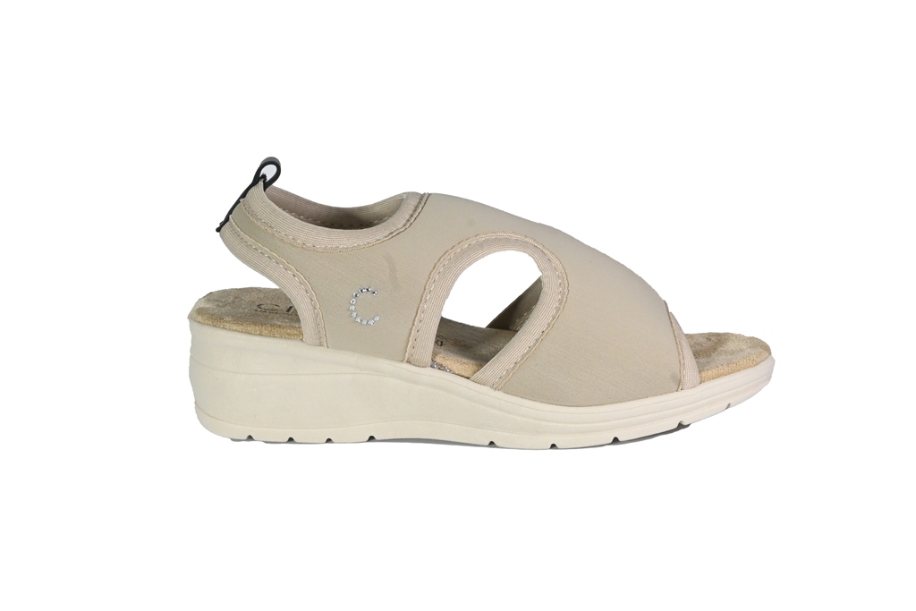 sandalo con zeppa beige
