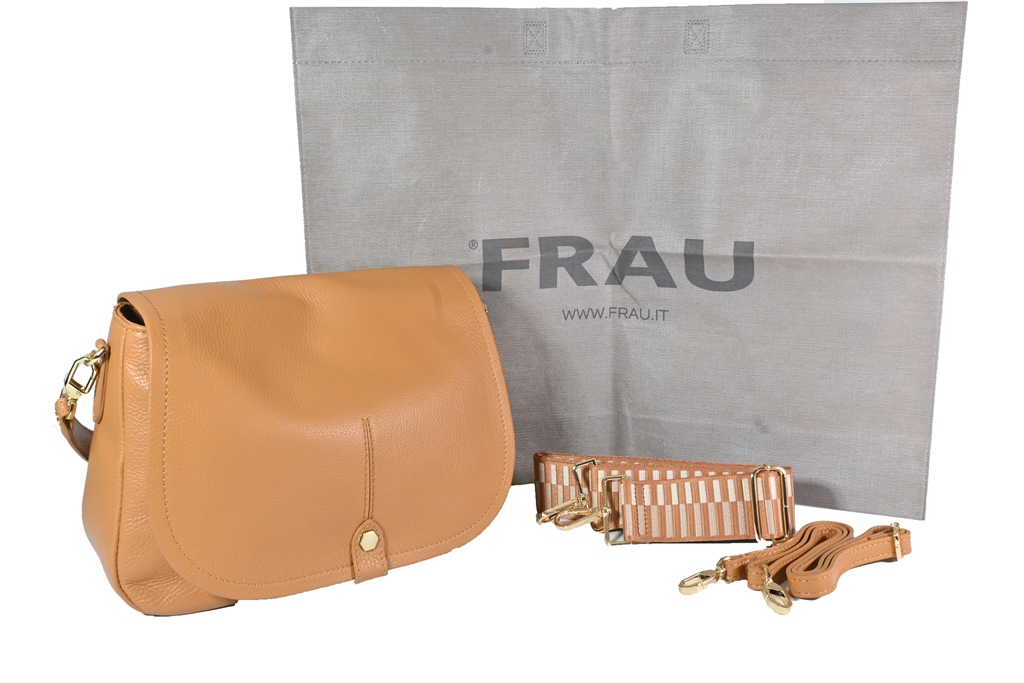 borsa con manico e trcolla caramello